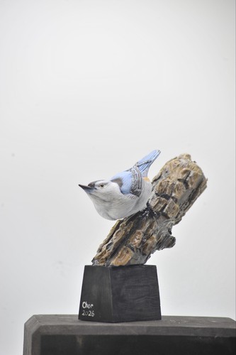 Nuthatch bird wood carving - nuthatch,